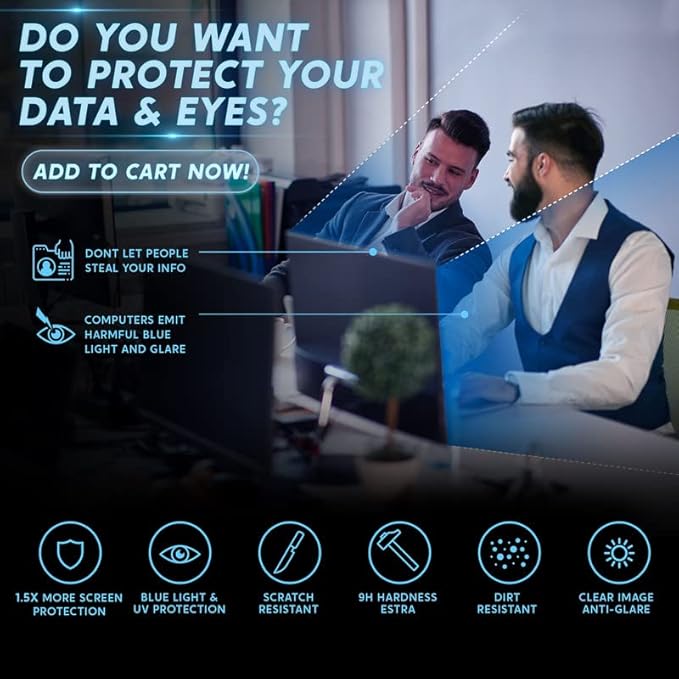 27 inch Computer Privacy Screen (16:10) - Black Security Shield - Desktop Monitor Protector - UV & Blue Light Filter by Akamai