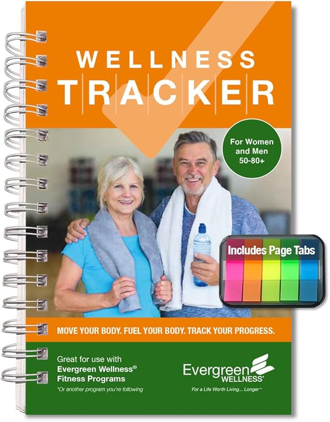 Wellness Tracker Daily Habit Tracker. Set Goals for All Physical Activity and Nutritional Habits in Spiral Bound, 10-Week Journal. Ideal for Women and Men 50-80+.