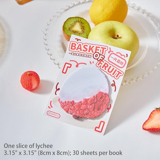 6 Pads Fruit Cute Reusable Funny to Do List Stick Note Strawberry Kiwi Orange Lychee Apple Pineapple Note