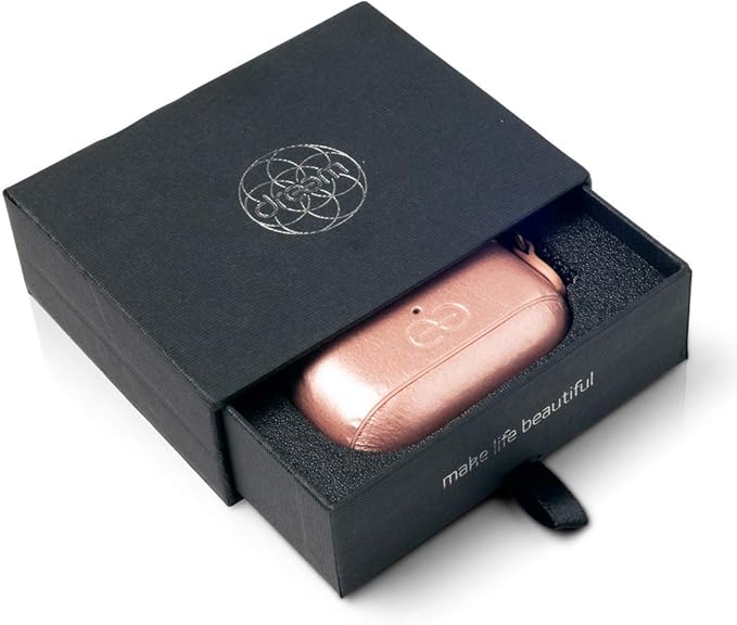 Dreem Om Case Cover with Keychain Clip Compatible with AirPods Pro 2/Pro, Protective One-Piece Hard Shell, Luxury Vegan Leather AirPod Pro Case 2nd/1st Generation with Separate Clip [Rose]
