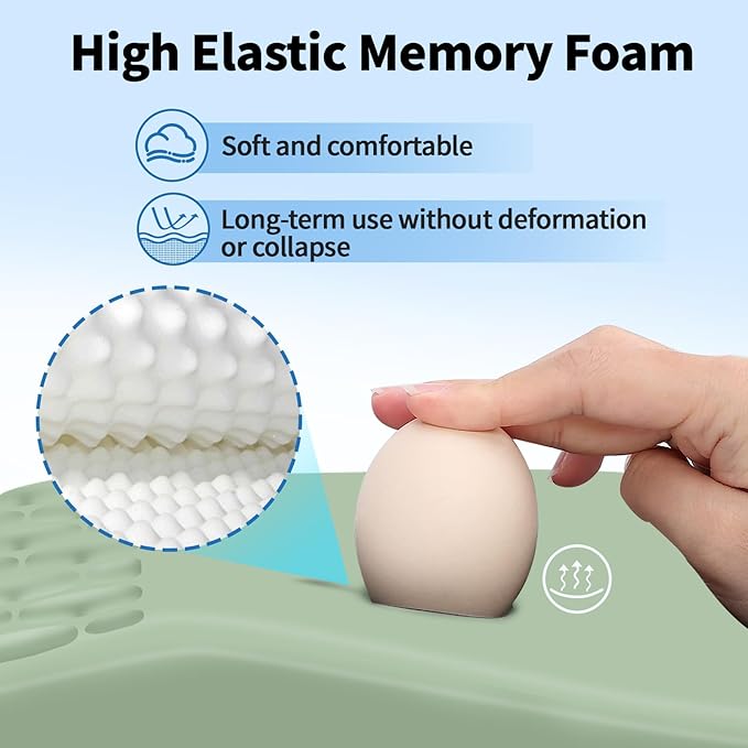 Ergonomic Mouse Pad with Wrist Rest Support, Mousepad with Comfortable Memory Foam Wrist Rest and Non-Slip PU Base for Pain Relief, Computer, Laptop, Office, Home (Green)