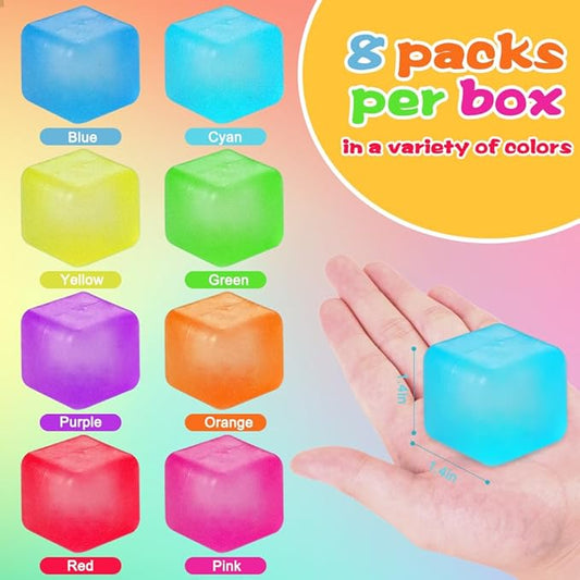 DIYDEC 8 Pcs Stress Cubes Fidget Toys 8 Colors Stress Balls for Kids Adults Teens Stress Relief Squishy Squeeze Balls for Party Favors Classroom Prizes