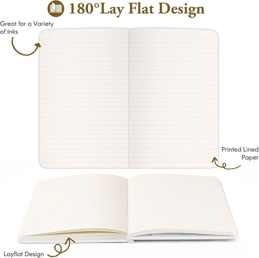 Huhuhero Notebook Journal, Lined Ruled Journal, Hardcover 120Gsm Premium Thick Paper with Faux Leather Notebook for Journaling Writing Note Taking Office School Supplies 5.25"×8.25"(1, Brown)