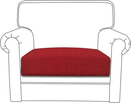 Easy-Going Stretch Chair Cushion Cover Sofa Cushion Furniture Protector Sofa Seat Sofa Slipcover Sofa Cover Soft Flexibility with Elastic Bottom(Chair Cushion, Christmas Red)