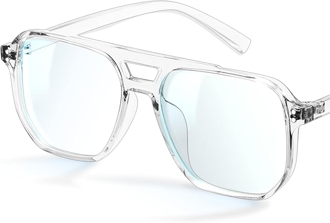 livho Vintage Aviator Blue Light Blocking Glasses, Fashion Oversized Frames with UV Protection Coating, Unisex Design