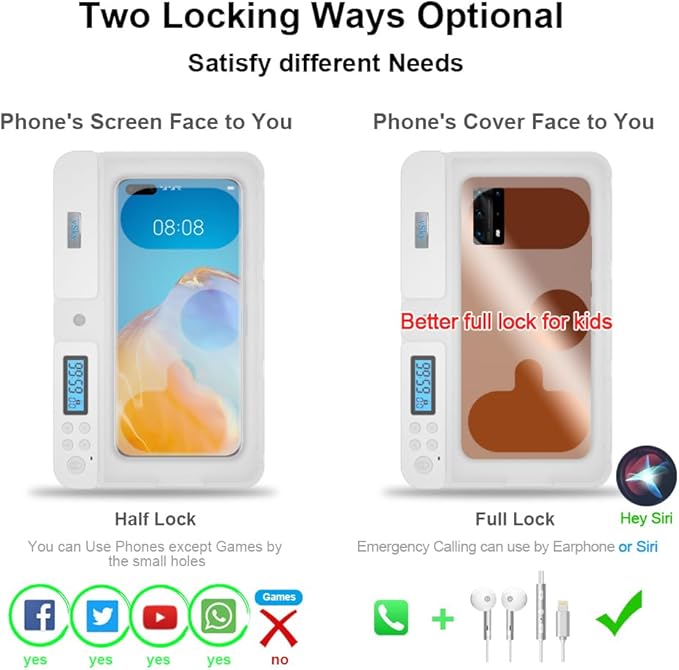 ySky Portable Phone Lock Box with Timer for iPhone and Android Phones, Self-Control Timed Phone Jail Locker to Help Kids,Students, Adults Focus Back, Unplug from Phones Boost Your Mental Wellness