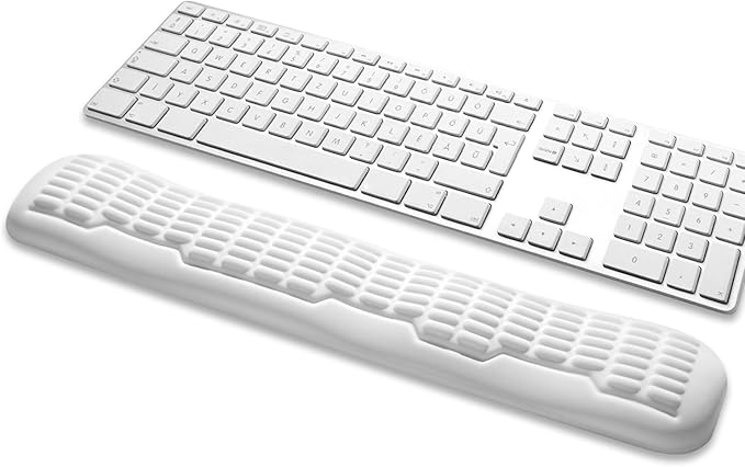 UnivoColors Memory Foam Keyboard Wrist Rest,Latest 3.0 Wave Curve Design,High-Resilience Memory Foam,Non-Slip Base Fits,Full-Sized Keyboards,Ideal for Work and Gaming(Ivory)