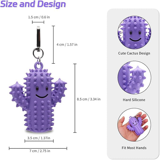Little Ouchies Pain Fidget，Silicone Cactus Stim Tools for Adults, Sensory Pain Stim Fidget Toy , Spiky Grippy Stim Keychain, Anxiety Relief Items Fidget Toys Gift (Darkgrey+Pink+Green+Purple)