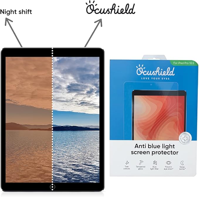 Ocushield Anti Blue Light Screen Protector for Apple iPad Pro 10.5" (2nd Gen, 2017)/iPad Air 3 (2019) - Blue Light Filter for iPad - Eye Protection - Accredited Medical Device - Anti-Glare