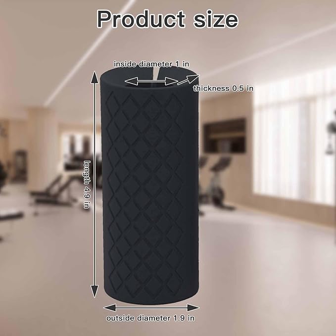 Thick Dumbbell & Barbell Grips for Weightlifting - High-Density Silicone Rubber, Non-Slip Gym Grips for Muscle Growth, Hand Stress Relief, Arm Blaster Adapter (1 Pair)