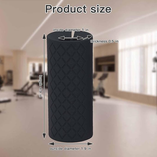 Thick Dumbbell & Barbell Grips for Weightlifting - High-Density Silicone Rubber, Non-Slip Gym Grips for Muscle Growth, Hand Stress Relief, Arm Blaster Adapter (1 Pair)