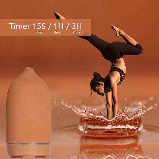 Stone Diffuser, Ceramic Essential Oil Diffuser, Humidifier 160ml Ultrasonic Oil Diffuser for Aramatherapy (Terracotta)