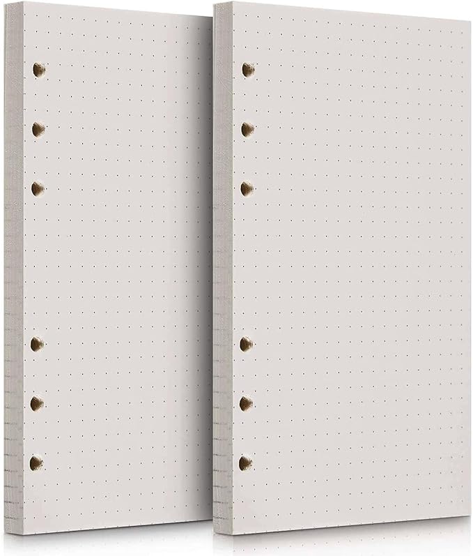 OMEYA A5 Refill Paper, 280 Pages A5 Loose Leaf Paper 6 Hole Notebook Refills for 6 Ring Refillable Binder Notebook Planner Diary Journals Painting Personal Organiser-Dotted Pages