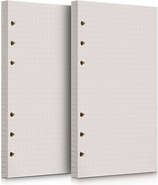 OMEYA A5 Refill Paper, 280 Pages A5 Loose Leaf Paper 6 Hole Notebook Refills for 6 Ring Refillable Binder Notebook Planner Diary Journals Painting Personal Organiser-Dotted Pages