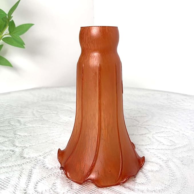 Bieye LS92 Lily Flower Blown Glass Lampshade (Orange, Opening I.D. 1.26" x O.D. 1.5")