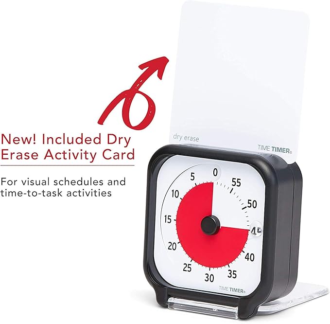 Time Timer 3 inch Visual Timer — 60 Minute Kids Desk Countdown Clock with Dry Erase Activity Card and Desktop App Access — for Kids Classroom, Homeschool Study Tool, Task Reminder, Home and Kitchen