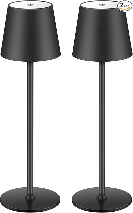 BGFHome Cordless Table Lamp LED Desk lamp,5000mAh Rechargeable Touch Night Light Wireless Minimalist Design for/Restaurant/Bedroom/Bars/Outdoor Party/Camping/Coffee Shop(2 Pack Black)