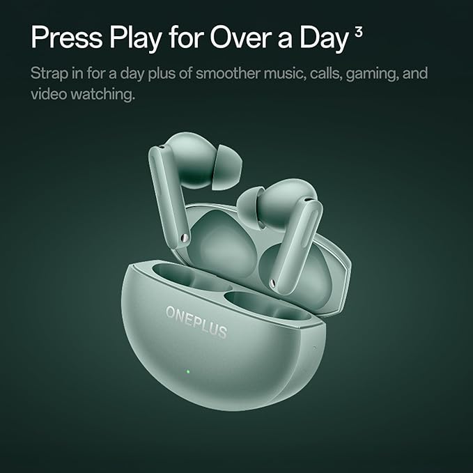 OnePlus Buds 4 Bluetooth Wireless Earbuds, Zen Green, E513A, in-Ear, True Wireless with Active Noise Cancellation