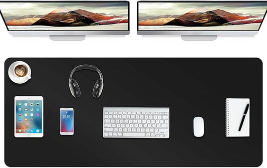 Boutilon Leather Desk Pad Protector,Non-Slip Mouse Pad,Laptop Desk Pad,Office Mouse Mat,Waterproof Leather Desk Blotter,Desk Writing Pad for Office and Home (XXXL-Black,47"x 24")