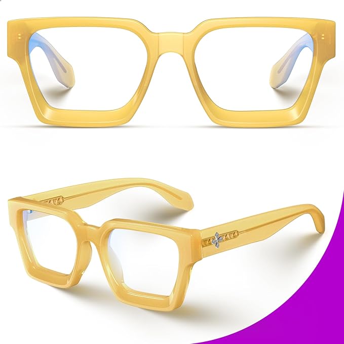 VISOONE Blue Light Blocking Glasses with TR97 Rectangle Frame and Chic Preppy Look for Women Men RIVER