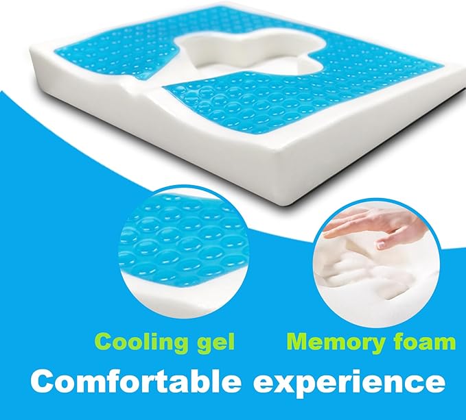 Gel Wheelchair Seat Cushion,Bed Sore Cushions for Butt,Relieve Sciatica,Back,Coccyx,Pressure Sore and Ulcer Pain Relief,Ergonomic Office Chair Cushion, Anti-Slip Cover Removable&Washable (Gray)