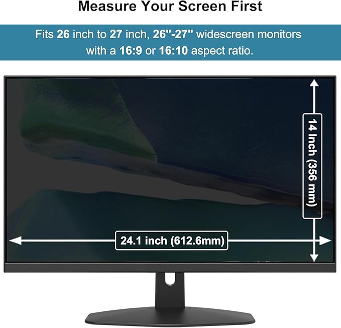 Hanging Computer Privacy Screen Protector Shield Compatible for 26/27 Inch Widescreen Desktop Monitor -Anti Glare & Blue Light Filter-Hanging Design for Easy On/Off