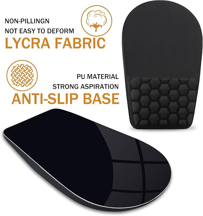 Ergonomic Mouse Pad Wrist Support,Upgrade Mousepad with Massage Design,Non-Slip PU Base Desktop Mouse Pads for Pain Relief, Computer, Office & Home,12 x 8 in（E-Black）