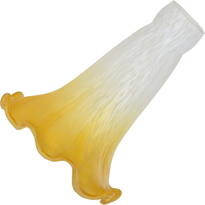 Bieye LS07S Lily Flower Blown Glass Lampshade (White Yellow, Opening I.D. 0.87" x O.D. 1")