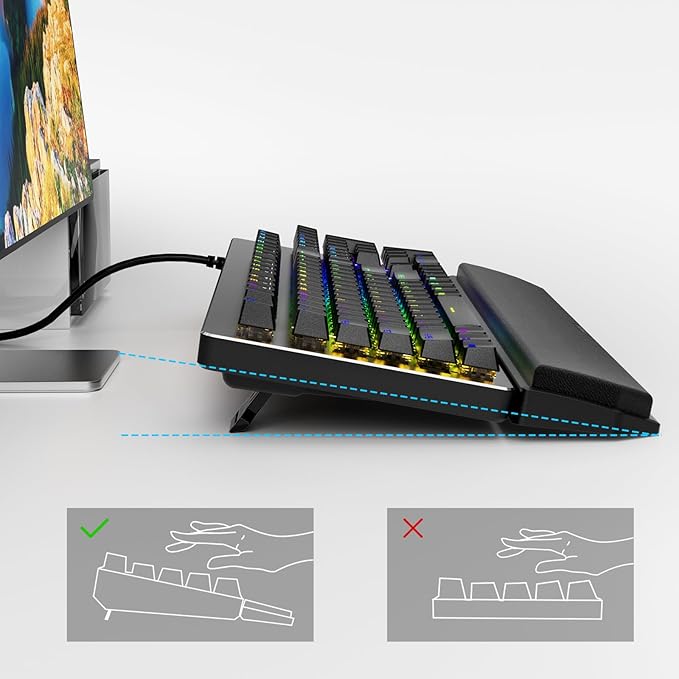 GTRACING Mechanical Gaming Keyboard Typewriter with Wrist Rest, RGB Lighting, Tactile Mechanical Switches, Programmable Macro Keys for Laptop MAC PC Gamer-Blue Switch