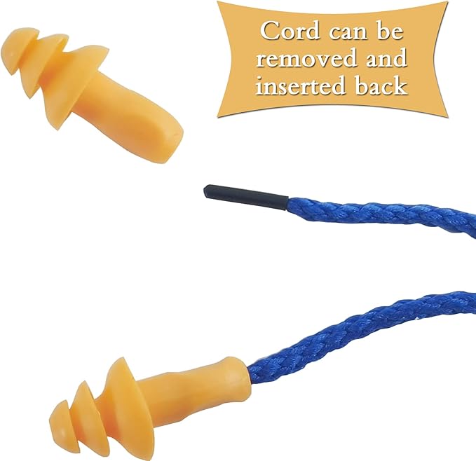 GXXMEI 100 Pairs Corded Ear Plugs Reusable Silicone Earplugs with String Banded Ear Plug Sleep Noise Cancelling for Hearing Protection