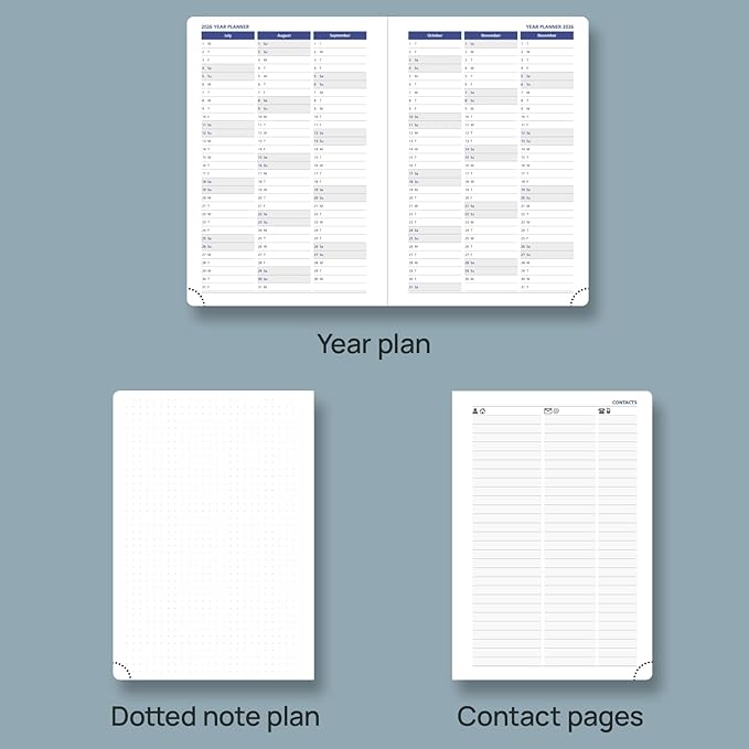 POPRUN Daily Planner 2026 (A5 Size-5.75" x 8.5") One Page Per Day Planner with Vegan Leather Hardcover - Agenda 2026 (Jan- Dec) Page A Day Calendar Book with Monthly Tabs, Pocket - Forest Green