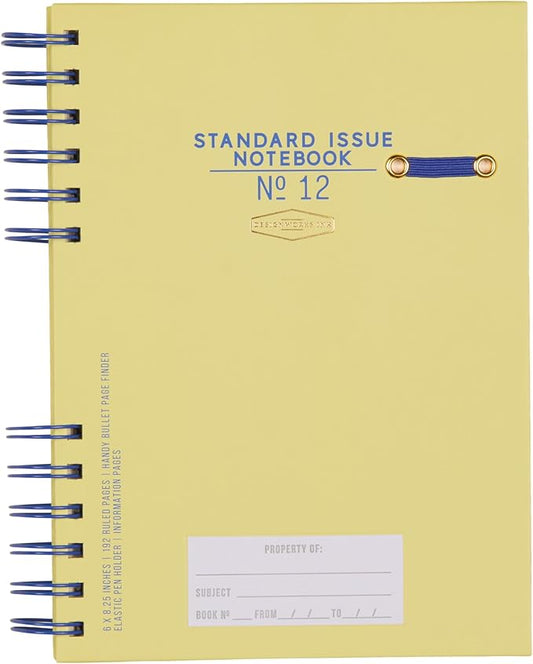 DesignWorks Ink Standard Issue Notebook No. 12 – 6" x 8.25" Undated Daily Planner & Writing Journal, 192 Lined Pages, Elastic Pen Holder, Small Notebook for Work & Journaling - Cobalt/Citron