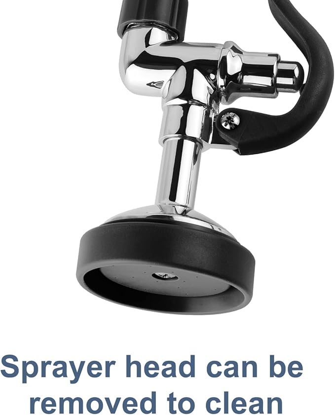 Pre Rinse Sprayer Commercial Sink Sprayer Head,1.42GPM Spray Valve Dish Nozzle with Ergonomic Handle, Faucet Parts for Commercial Kitchen Faucet,Chrome Finished（Black）
