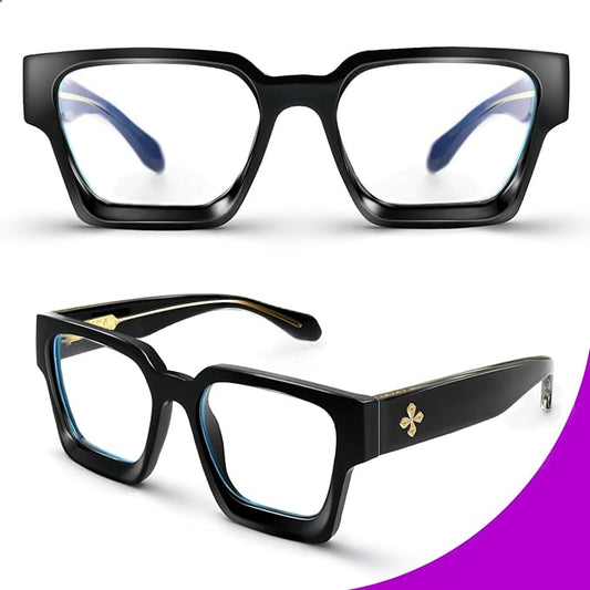 VISOONE Enhanced Version Rectangle Chic Preppy Look Blue Light Blocking Glasses for Women Men RIVER-LIGHTER