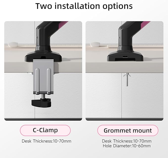 suptek Single Monitor Mount for 13-32 inch, Adjustable Gas Spring Monitor Arm Desk Mount Stand, 4.4-19.8lbs Screen, with VESA Mount 75x75/100x100mm(MD01ABP)