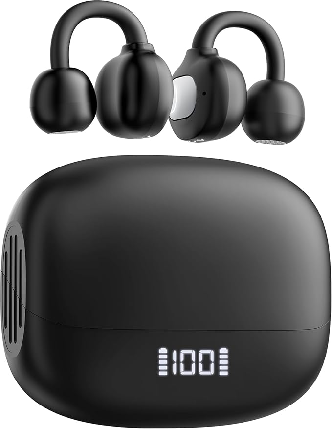 PSIER Open Ear Earbuds, 30H Playtime Bluetooth Earbuds IPX5 Waterproof Bluetooth 5.4 Ear Buds with Digital Display Comfortable Lightweight Bone Conduction Headphones for Workout Sports Running