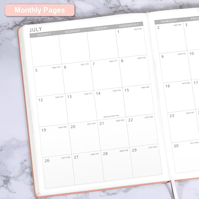 2026 Planner - JAN 2026 - DEC 2026, Planners 2026, Planner Weekly and Monthly, Leather Cover Calendar Planers with Thick Paper, Back Pocket with Notes Pages, Pink (8.5" x 11")