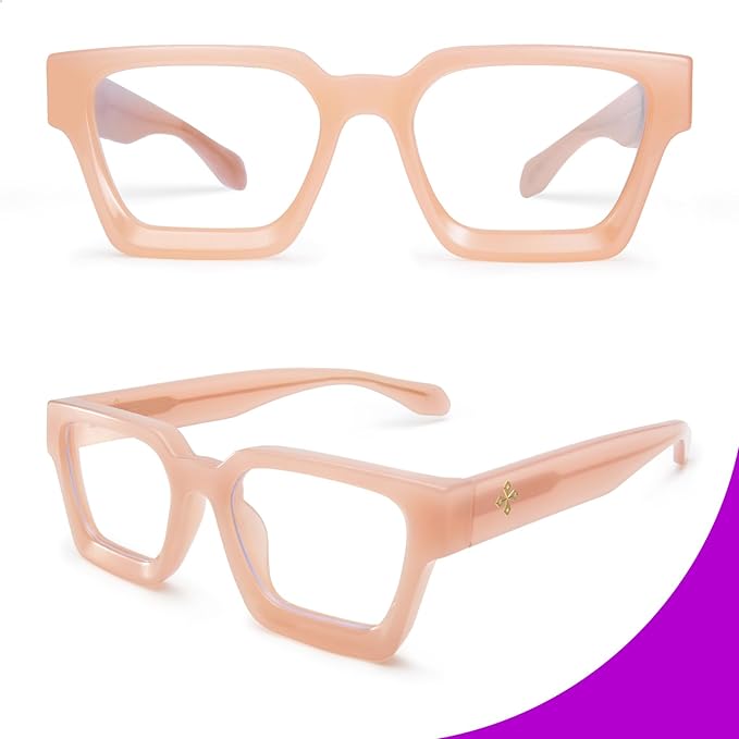 VISOONE Blue Light Blocking Glasses with TR90 Rectangle Frame and Chic Preppy Look for Women Men RIVER