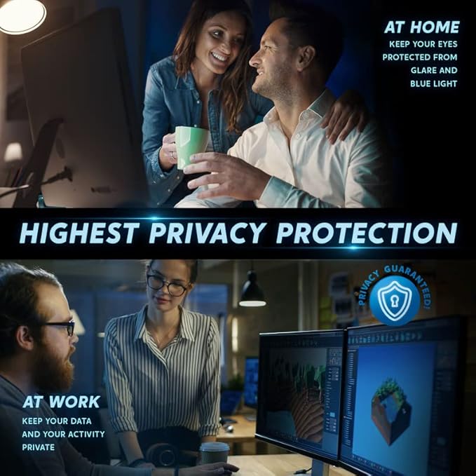 27 inch Computer Privacy Screen (16:10) - Black Security Shield - Desktop Monitor Protector - UV & Blue Light Filter by Akamai