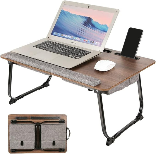 Laptop Desk, 3 in 1 Lap Desk with Cushion 17 inch Laptop,Foldable Adjustable Height Wrist Rest Card Slot for iPad Mobile Phone Lap Desk for Bed Couch,Bed Tray for Working
