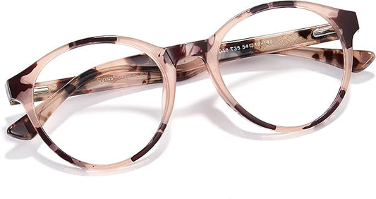 Cyxus TR90 Oversized Blue Light Blocking Glasses Women - Spring Hinge Round Frame Computer Use Anti Eye Strain 8018