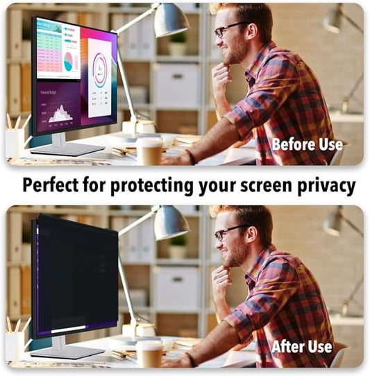 Magnetic Hanging Computer Privacy Screen Filter for 22 Inch, Removable Aluminum Alloy Privacy Shield for 16:9 Widescreen Monitor, Eye Protection Blue Light Filter
