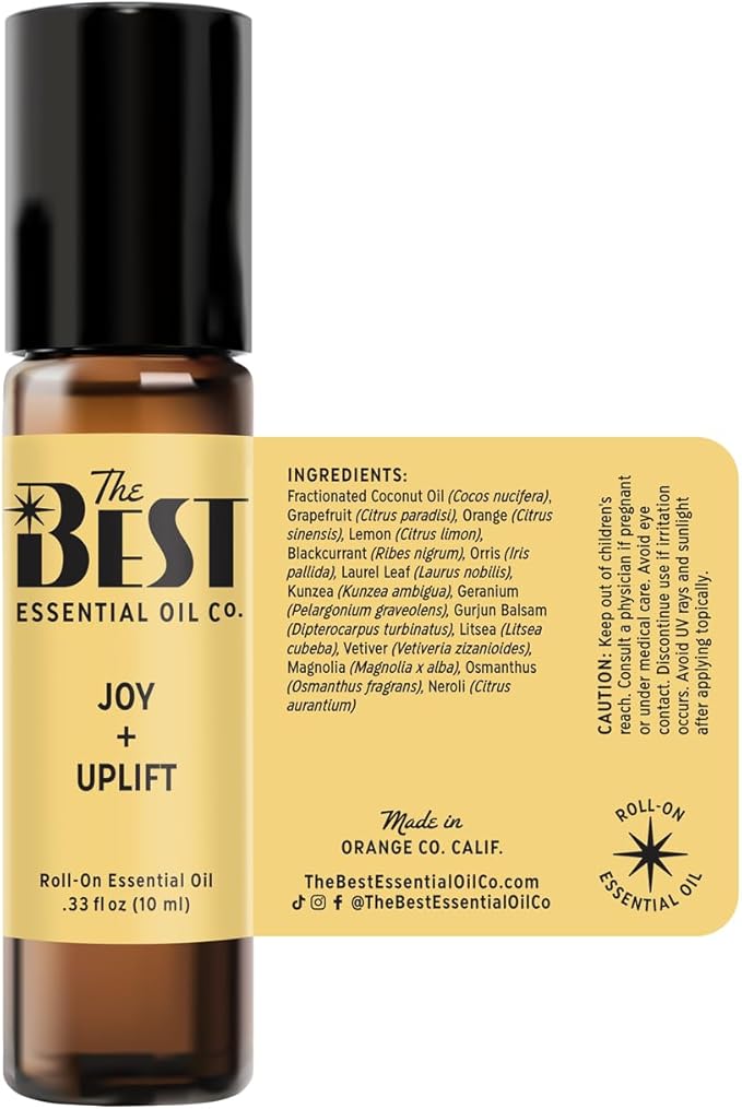 The Best Joy + Uplift Essential Oil Roll-On Blend- Premium Grade- Pre-Diluted in Coconut Oil- Ready to Use- 10 ml (.33 fl oz)