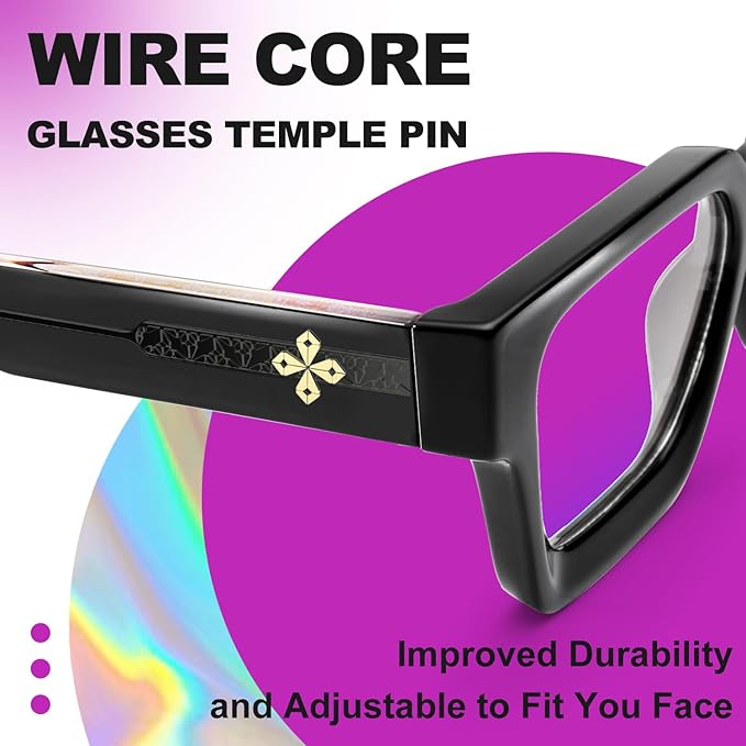 VISOONE Enhanced Version Rectangle Chic Preppy Look Blue Light Blocking Glasses for Women Men RIVER-LIGHTER