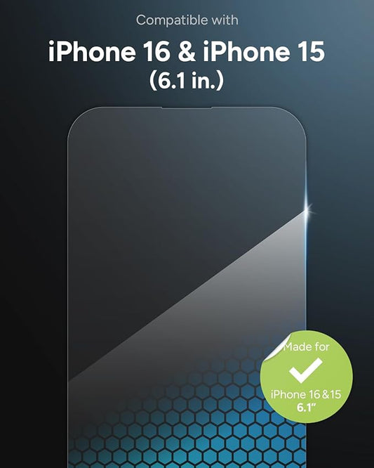 ZAGG XTR4 Screen Protector for iPhone 16/15-11x Stronger Tempered Glass, Blue Light Filtration, Anti-Reflective Technology, Graphene Reinforced, InvisibleShield, Easy Dust-Free Installation