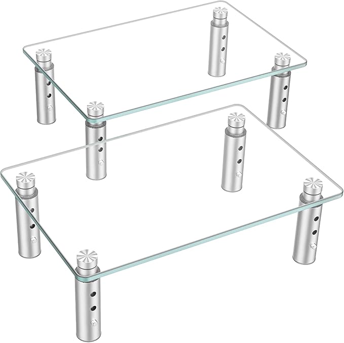 Hemudu 2 Pack Monitor Stand Riser, 3 Height Adjustable Laptop Stand Riser, Monitor Stand Riser for PC, Computer, Laptop Clear HD06T-201
