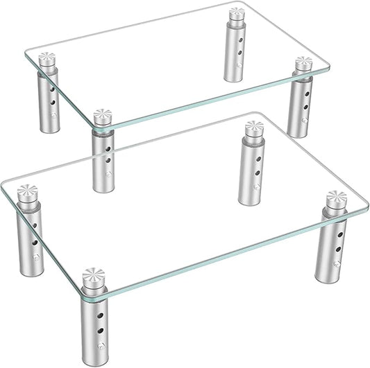 Hemudu 2 Pack Monitor Stand Riser, 3 Height Adjustable Laptop Stand Riser, Monitor Stand Riser for PC, Computer, Laptop Clear HD06T-201