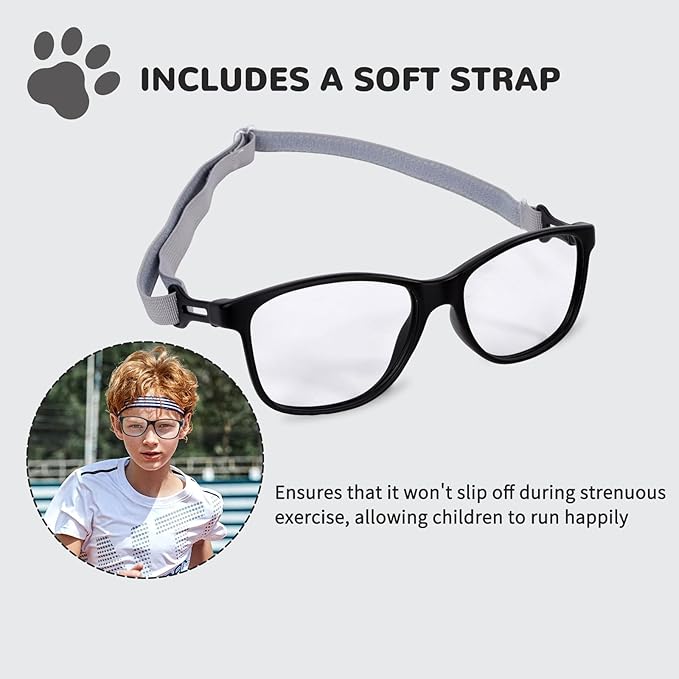 BiBiBear Toddler/Kids/Teens Glasses - Unbreakable TR90 Frame, 180° Flexible, Lightweight & Safe Glasses for Kids Age 2-15