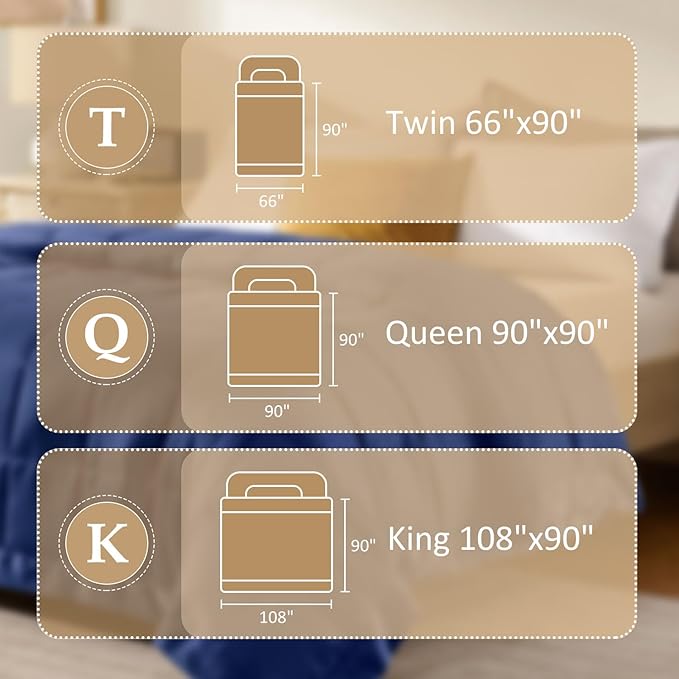 downluxe King Size Blanket with Satin Trim, Lightweight Down Alternative King Blanket for All Season, Machine Washable (Navy, 108 x 90 Inch)