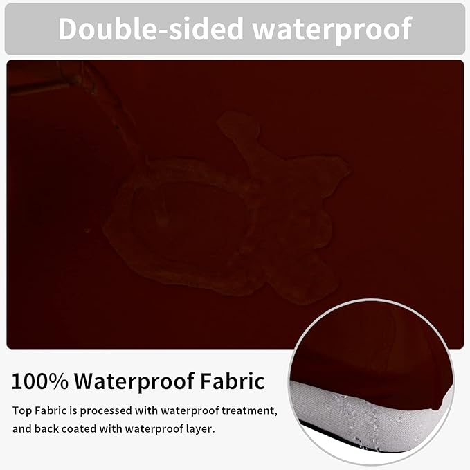 Easy-Going 100% Waterproof 4 Pieces Couch Cushion Covers for Sectional Sofa Left/Right L Shape Chaise Lounge Sofa Seat slipcover Anti-Slip Sofa Cover (3 Seater + 1 Chaise, Wine